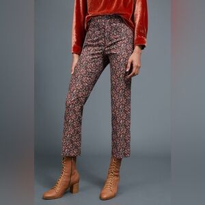 Anthropologie The Essential Slim Trousers Size 6 Cropped Straight Fall Florals